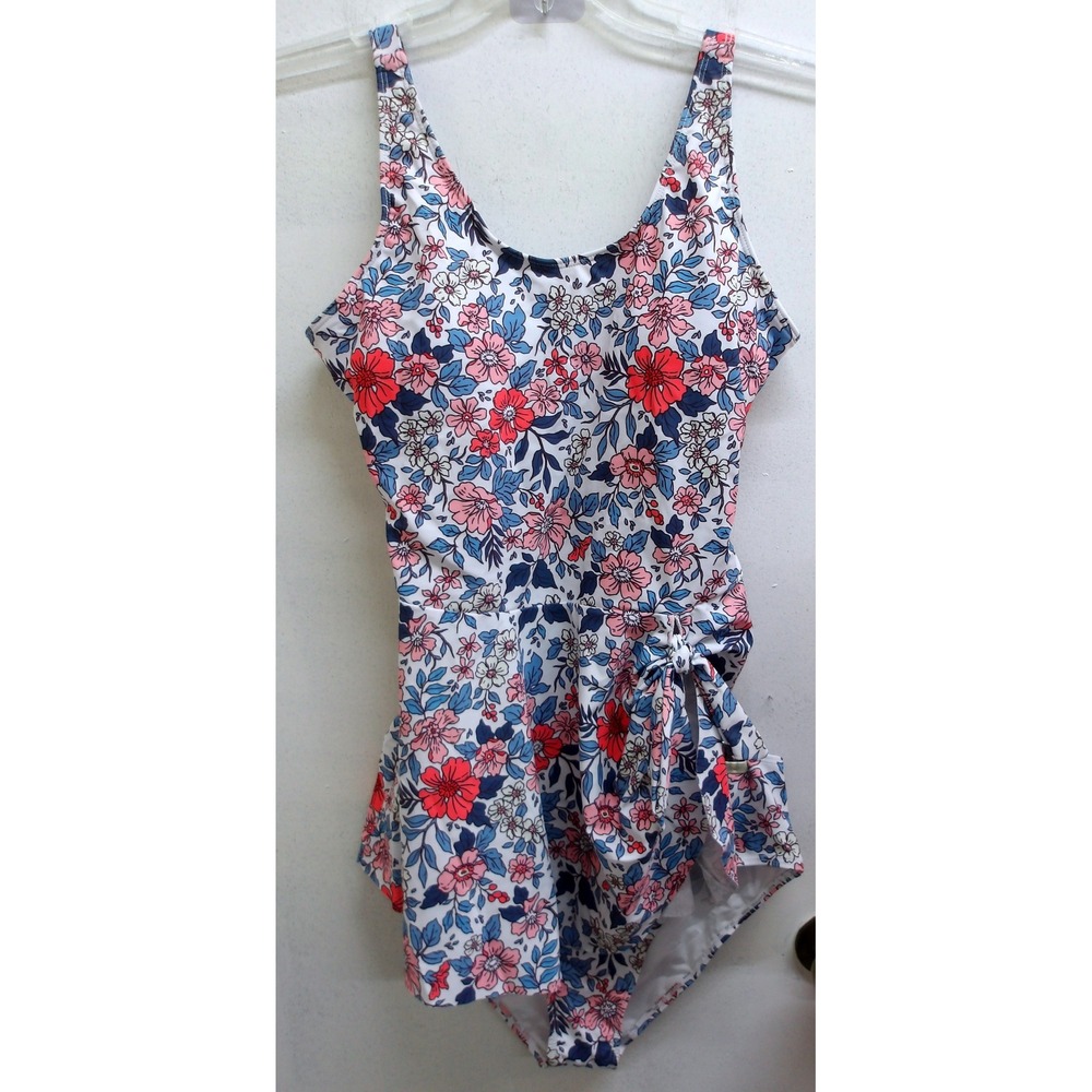 PatPat Floral Tankini Set Pink Blue White High Waist Two Piece Swimsuit L/#26527